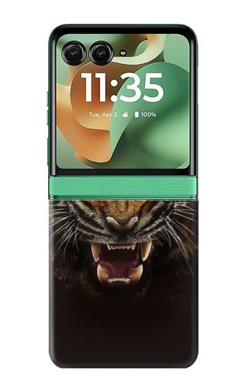 S0575 虎の顔 Tiger Face Motorola Razr 70+,60+, Razr+ (2026, 2025, 2024) バックケース、フリップケース・カバー