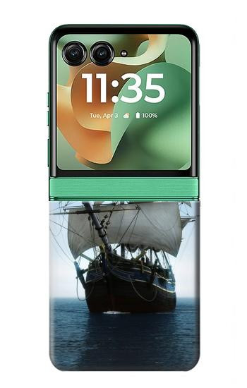 S1096 海で帆船 Sailing Ship in an Ocean Motorola Razr 60, Razr 2025 バックケース、フリップケース・カバー