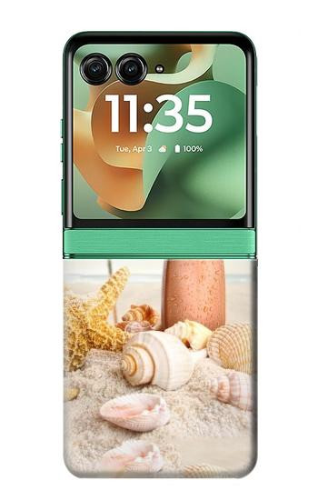 S1425 浜ときれいな貝殻 Seashells on The Beach Motorola Razr 70+,60+, Razr+ (2026, 2025, 2024) バックケース、フリップケース・カバー