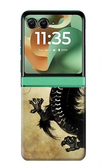S1482 ブラックドラゴン絵画 Black Dragon Painting Motorola Razr 70+,60+, Razr+ (2026, 2025, 2024) バックケース、フリップケース・カバー