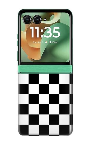 S1611 チェッカーボード Black and White Check Chess Board Motorola Razr 70+,60+, Razr+ (2026, 2025, 2024) バックケース、フリップケース・カバー