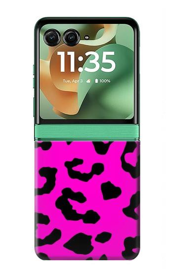 S1850 ピンクのヒョウ柄 Pink Leopard Pattern Motorola Razr 70+,60+, Razr+ (2026, 2025, 2024) バックケース、フリップケース・カバー