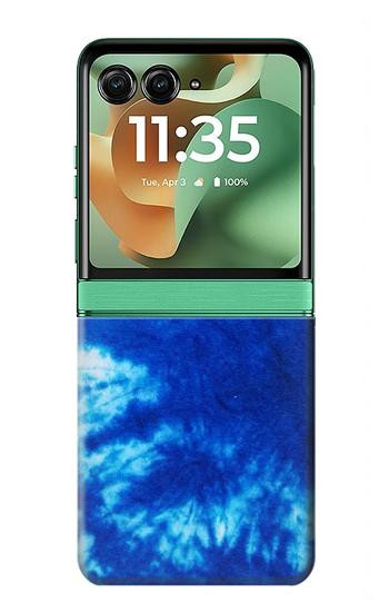 S1869 絞り染めブルー Tie Dye Blue Motorola Razr 70+,60+, Razr+ (2026, 2025, 2024) バックケース、フリップケース・カバー