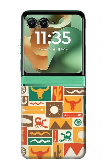 S1873 ウェスタンパターン Western Pattern Motorola Razr 60, Razr 2025 バックケース、フリップケース・カバー