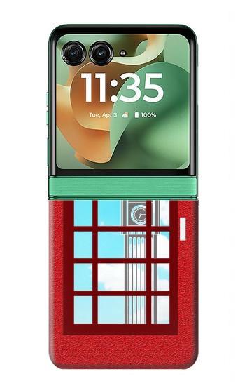 S2059 イングランドクラシック英国の電話ボックスミニマリスト England Classic British Telephone Box Minimalist Motorola Razr 70+,60+, Razr+ (2026, 2025, 2024) バックケース、フリップケース・カバー