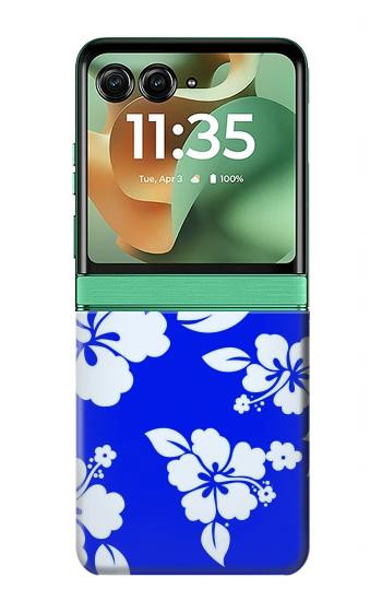S2244 ハワイのハイビスカス青柄 Hawaiian Hibiscus Blue Pattern Motorola Razr 60, Razr 2025 バックケース、フリップケース・カバー