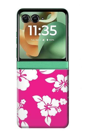S2246 ハワイのハイビスカスピンク柄 Hawaiian Hibiscus Pink Pattern Motorola Razr 60, Razr 2025 バックケース、フリップケース・カバー