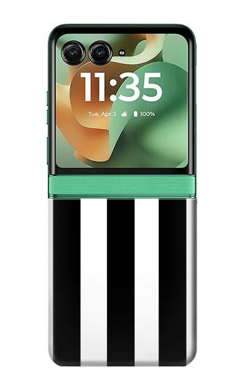 S2297 黒と白の縦縞 Black and White Vertical Stripes Motorola Razr 60, Razr 2025 バックケース、フリップケース・カバー