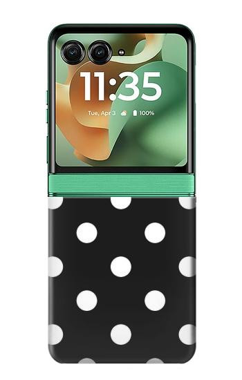 S2299 黒い水玉 Black Polka Dots Motorola Razr 70+,60+, Razr+ (2026, 2025, 2024) バックケース、フリップケース・カバー