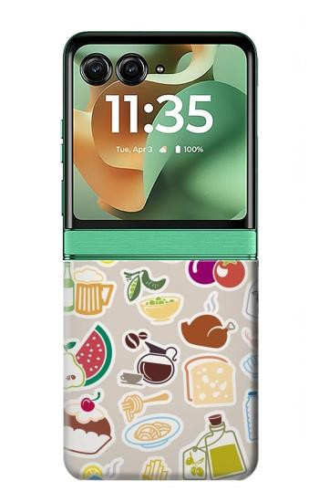 S2321 飲食パターン Food and Drink Seamless Motorola Razr 60, Razr 2025 バックケース、フリップケース・カバー