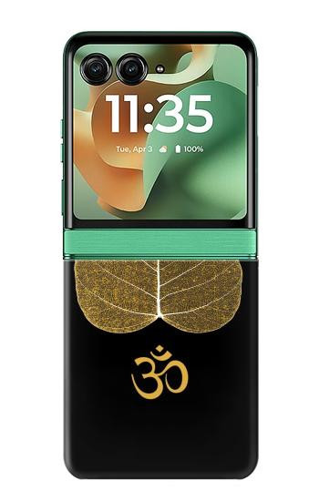 S2331 金の葉仏教 オームシンボル Gold Leaf Buddhist Om Symbol Motorola Razr 60, Razr 2025 バックケース、フリップケース・カバー