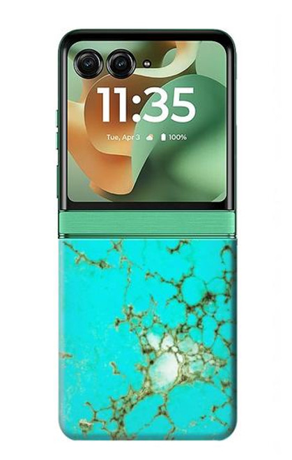 S2377 ターコイズの宝石用原石のグラフィックプリント Turquoise Gemstone Texture Graphic Printed Motorola Razr 60, Razr 2025 バックケース、フリップケース・カバー