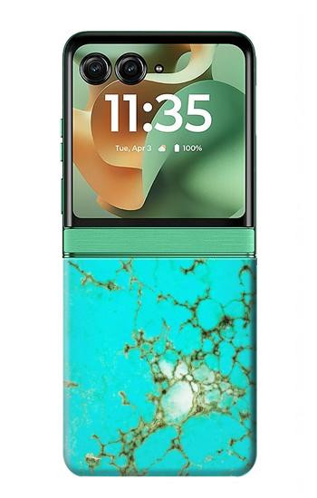 S2377 ターコイズの宝石用原石のグラフィックプリント Turquoise Gemstone Texture Graphic Printed Motorola Razr 70+,60+, Razr+ (2026, 2025, 2024) バックケース、フリップケース・カバー