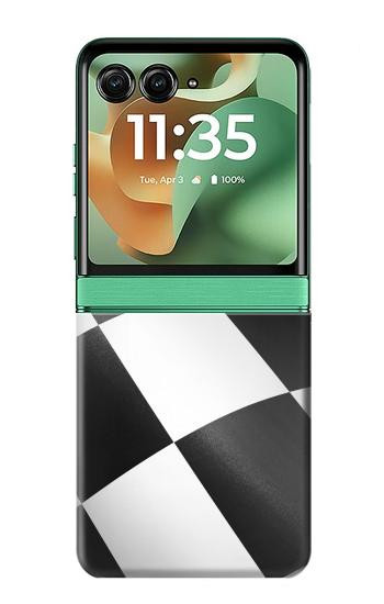 S2408 市松模様のスポーツ レース旗 Checkered Winner Flag Motorola Razr 60, Razr 2025 バックケース、フリップケース・カバー