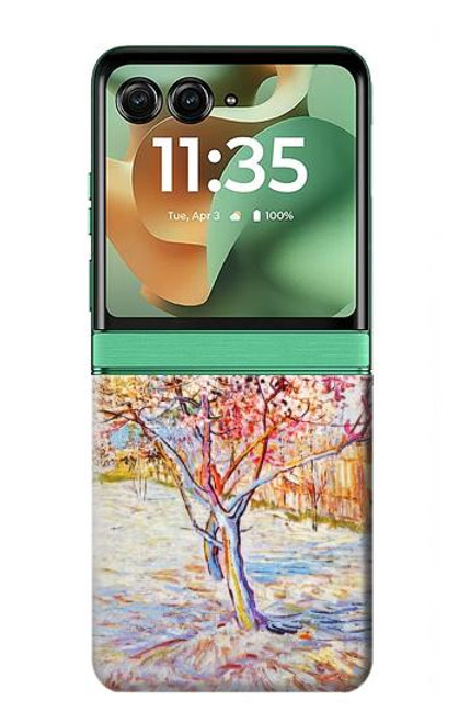 S2450 ブロッサムピンクピーチツリー フィンセント・ファン・ゴッホ Van Gogh Peach Tree Blossom Motorola Razr 60, Razr 2025 バックケース、フリップケース・カバー