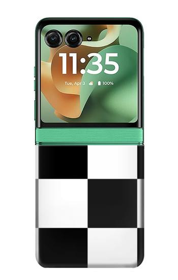 S2492 黒と白のチェッカーボード Black and White Check Motorola Razr 70+,60+, Razr+ (2026, 2025, 2024) バックケース、フリップケース・カバー