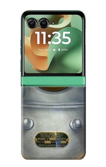 S2646 ヴィンテージ深海ダイビングヘルメット Vintage Deep Sea Diver Helmet Motorola Razr 70+,60+, Razr+ (2026, 2025, 2024) バックケース、フリップケース・カバー