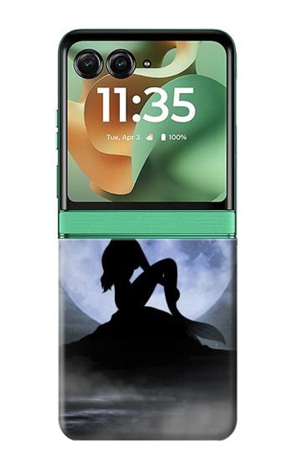 S2668 マーメイドシルエット月の夜 Mermaid Silhouette Moon Night Motorola Razr 60, Razr 2025 バックケース、フリップケース・カバー