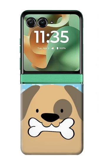 S2669 犬の足 骨 可愛い漫画のパターン Cute Dog Paws Bones Cartoon Motorola Razr 70+,60+, Razr+ (2026, 2025, 2024) バックケース、フリップケース・カバー
