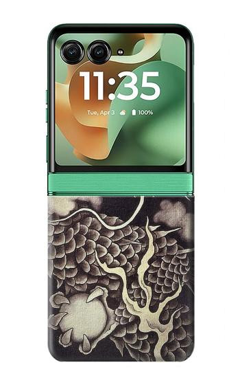 S2719 日本絵画ドラゴン Japan Painting Dragon Motorola Razr 70+,60+, Razr+ (2026, 2025, 2024) バックケース、フリップケース・カバー