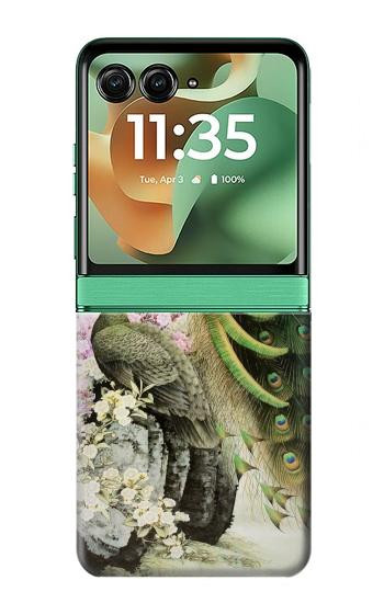 S2773 ピーコック中国の絵画 Peacock Chinese Brush Painting Motorola Razr 60, Razr 2025 バックケース、フリップケース・カバー