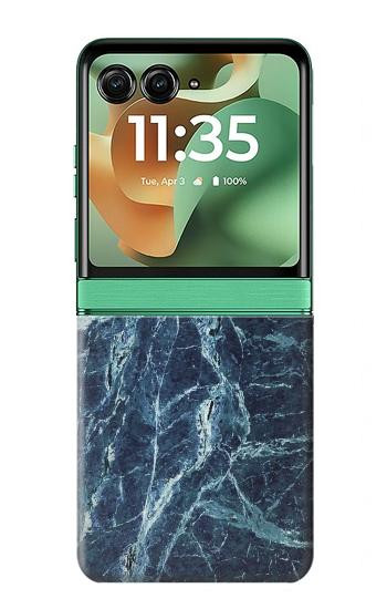 S2799 ライトブルーマーブルストーン グラフィックプリント Light Blue Marble Stone Texture Printed Motorola Razr 70+,60+, Razr+ (2026, 2025, 2024) バックケース、フリップケース・カバー