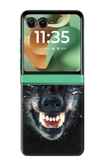 S2823 ブラックウルフ Black Wolf Blue Eyes Face Motorola Razr 70+,60+, Razr+ (2026, 2025, 2024) バックケース、フリップケース・カバー