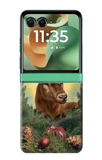 S2841 ヴィンテージ トナカイ クリスマス Vintage Reindeer Christmas Motorola Razr 70+,60+, Razr+ (2026, 2025, 2024) バックケース、フリップケース・カバー