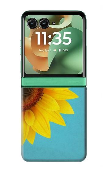 S3039 ひまわり Vintage Sunflower Blue Motorola Razr 60, Razr 2025 バックケース、フリップケース・カバー