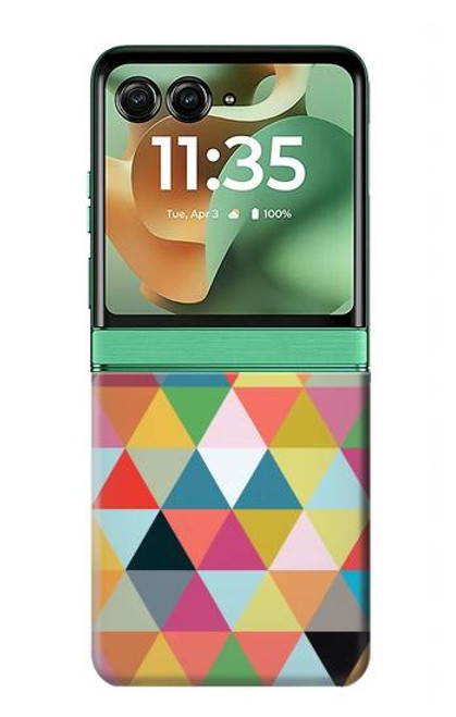 S3049 三角形の鮮やかな色 Triangles Vibrant Colors Motorola Razr 60, Razr 2025 バックケース、フリップケース・カバー