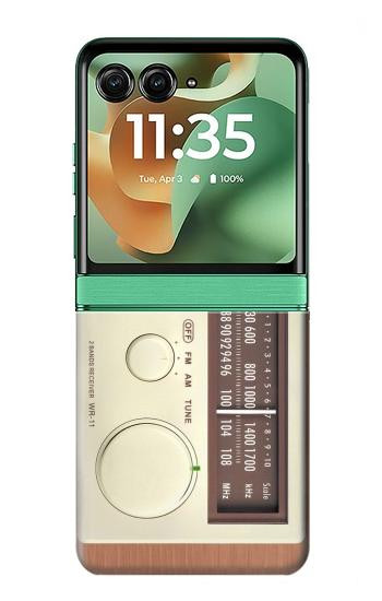 S3165 FM AM木レシーバーグラフィック FM AM Wooden Receiver Graphic Motorola Razr 70+,60+, Razr+ (2026, 2025, 2024) バックケース、フリップケース・カバー