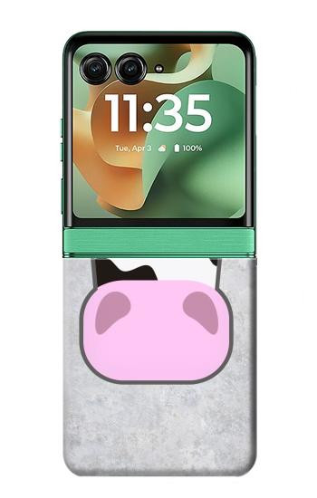 S3257 牛の漫画 Cow Cartoon Motorola Razr 60, Razr 2025 バックケース、フリップケース・カバー