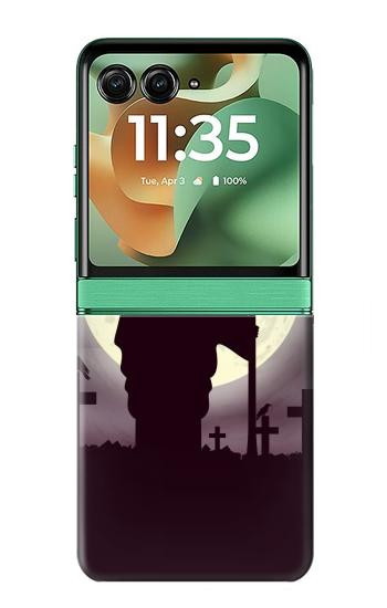 S3262 恐るべき 夜の月 墓地 Grim Reaper Night Moon Cemetery Motorola Razr 60, Razr 2025 バックケース、フリップケース・カバー