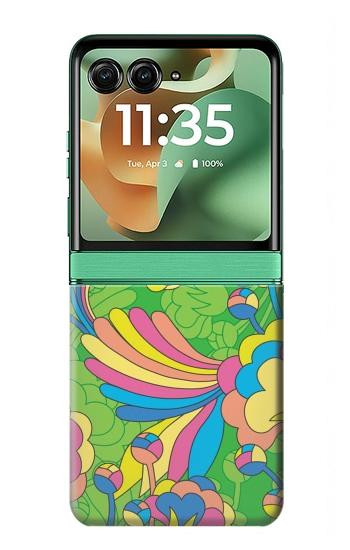 S3273 フラワーラインアートパターン Flower Line Art Pattern Motorola Razr 70+,60+, Razr+ (2026, 2025, 2024) バックケース、フリップケース・カバー