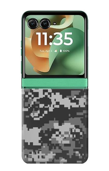 S3293 アーバンブラックカモ迷彩 Urban Black Camo Camouflage Motorola Razr 70+,60+, Razr+ (2026, 2025, 2024) バックケース、フリップケース・カバー