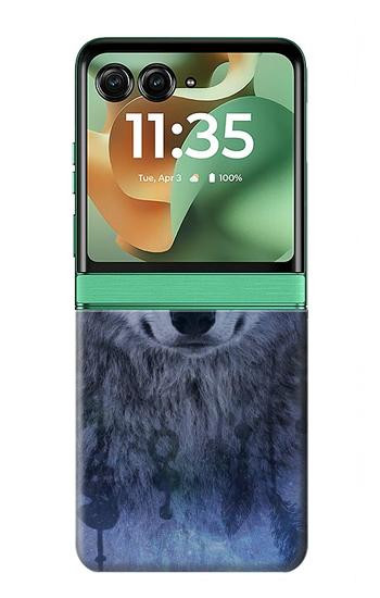 S3410 狼 ドリームキャッチャー Wolf Dream Catcher Motorola Razr 70+,60+, Razr+ (2026, 2025, 2024) バックケース、フリップケース・カバー