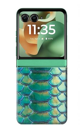 S3414 緑のヘビの鱗 グラフィックプリント Green Snake Scale Graphic Print Motorola Razr 60, Razr 2025 バックケース、フリップケース・カバー