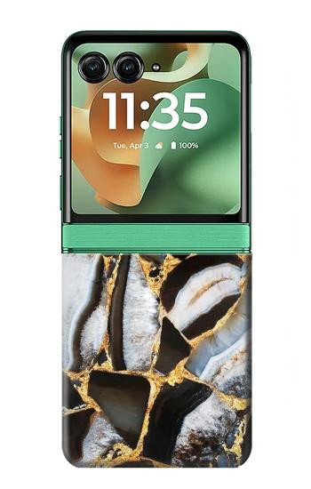 S3419 金の大理石のグラフィックプリント Gold Marble Graphic Print Motorola Razr 70+,60+, Razr+ (2026, 2025, 2024) バックケース、フリップケース・カバー