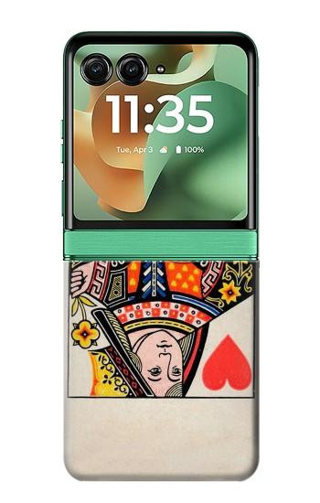 S3429 クイーンハートカード Queen Hearts Card Motorola Razr 70+,60+, Razr+ (2026, 2025, 2024) バックケース、フリップケース・カバー