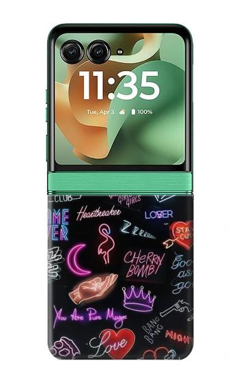 S3433 ビンテージネオングラフィック Vintage Neon Graphic Motorola Razr 70+,60+, Razr+ (2026, 2025, 2024) バックケース、フリップケース・カバー