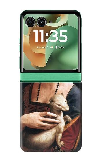 S3471 エルミン・レオナルド・ダ・ヴィンチ Lady Ermine Leonardo da Vinci Motorola Razr 70+,60+, Razr+ (2026, 2025, 2024) バックケース、フリップケース・カバー