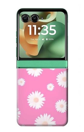 S3500 ピンクの花柄 Pink Floral Pattern Motorola Razr 70+,60+, Razr+ (2026, 2025, 2024) バックケース、フリップケース・カバー