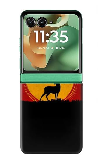 S3513 鹿の夕日 Deer Sunset Motorola Razr 70+,60+, Razr+ (2026, 2025, 2024) バックケース、フリップケース・カバー