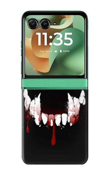S3527 吸血鬼の歯 Vampire Teeth Bloodstain Motorola Razr 70+,60+, Razr+ (2026, 2025, 2024) バックケース、フリップケース・カバー