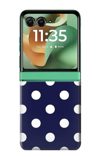 S3533 ブルーの水玉 Blue Polka Dot Motorola Razr 70+,60+, Razr+ (2026, 2025, 2024) バックケース、フリップケース・カバー