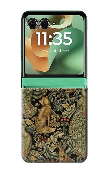 S3661 ウィリアム・モリス・フォレスト・ベルベット William Morris Forest Velvet Motorola Razr 70+,60+, Razr+ (2026, 2025, 2024) バックケース、フリップケース・カバー