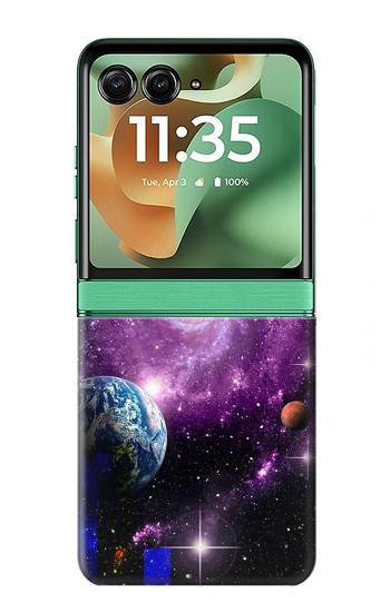 S3689 銀河宇宙惑星 Galaxy Outer Space Planet Motorola Razr 70+,60+, Razr+ (2026, 2025, 2024) バックケース、フリップケース・カバー