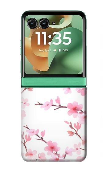 S3707 ピンクの桜の春の花 Pink Cherry Blossom Spring Flower Motorola Razr 70+,60+, Razr+ (2026, 2025, 2024) バックケース、フリップケース・カバー