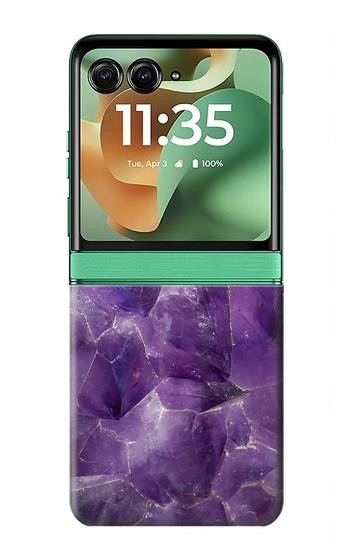 S3713 パープルクォーツアメジストグラフィックプリント Purple Quartz Amethyst Graphic Printed Motorola Razr 70+,60+, Razr+ (2026, 2025, 2024) バックケース、フリップケース・カバー