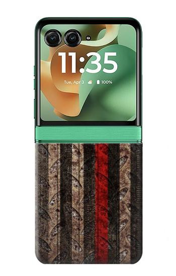 S3804 消防士メタルレッドラインフラググラフィック Fire Fighter Metal Red Line Flag Graphic Motorola Razr 60, Razr 2025 バックケース、フリップケース・カバー